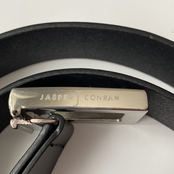 Jasper Conran black leather adjustable belt classic minimalist design - Picture 3 of 4
